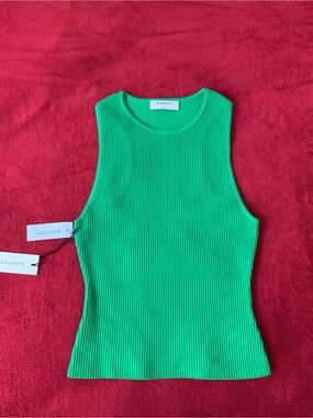 Babaton Bright Green Ribbed Tank Top